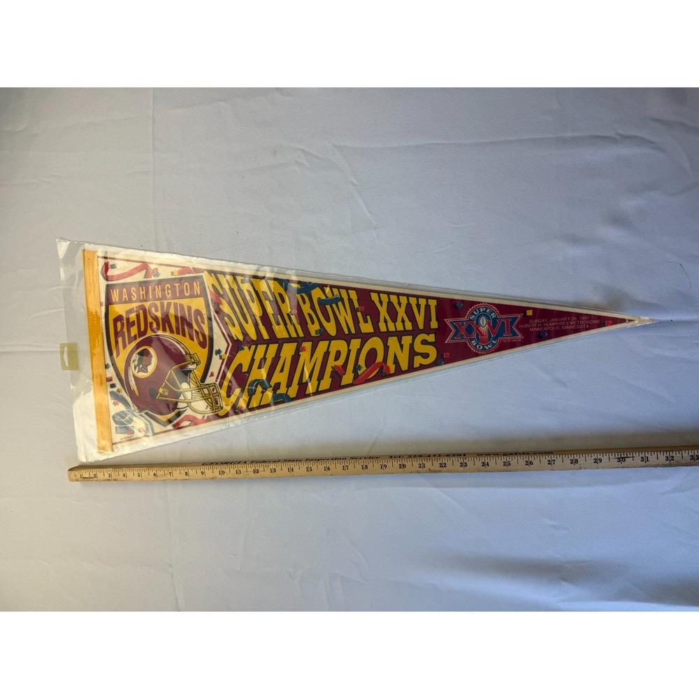 Washington Redskins 1992 Super Bowl XXVI Felt Pennant 30-1/2" Orig. NFL‎ Banner